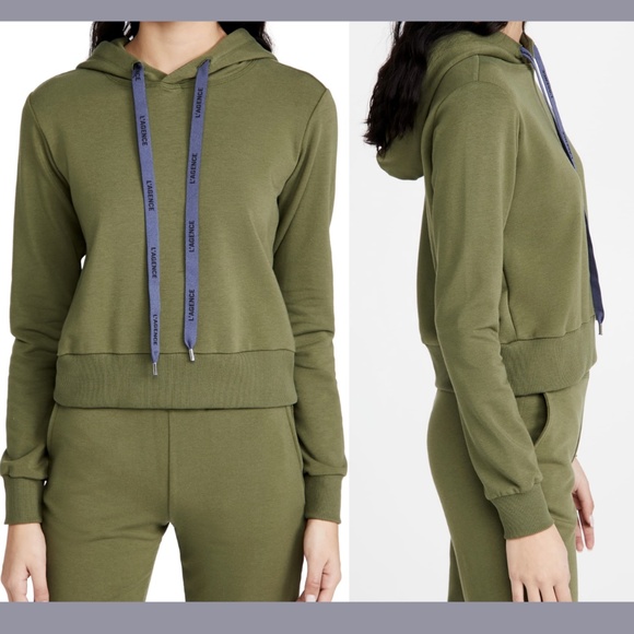 NWT L'Agence [ Large ] Elle‎ Hoodie Sweatshirt in Olive Green - Picture 1 of 12